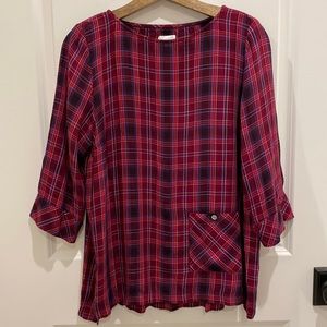 J Jill Plaid Top Size L